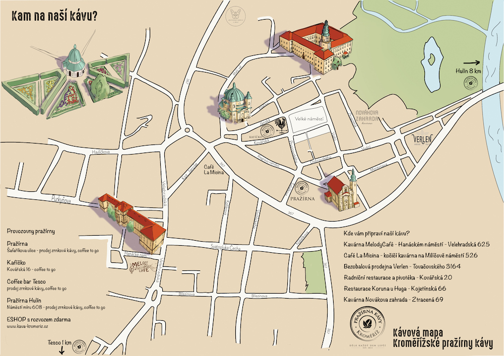 Kávová mapa Kroměříže