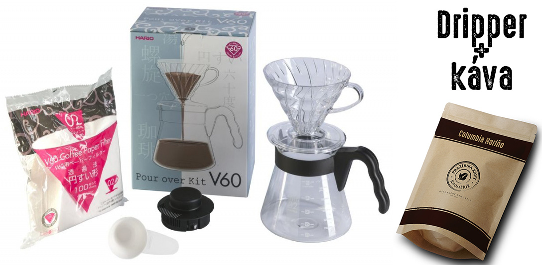 Sada Dripper Hario V60 + 100 g kávy z Columbie