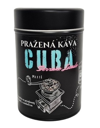 Pražená káva v černé dárkové plechovce – Cuba Serrano Lavado 200 g