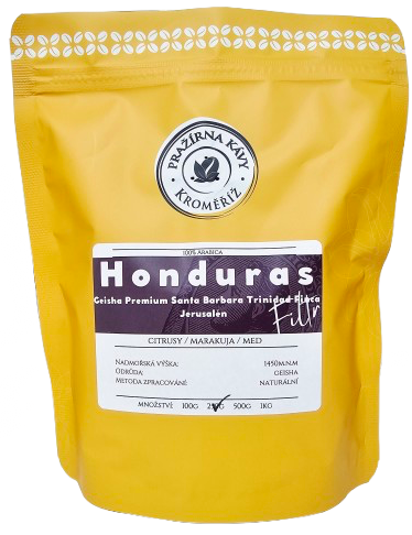 Honduras Geisha Premium Santa Barbara Trinidad Finca Jerusalén – natural – Pražená na filtr