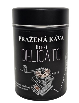 Pražená káva v černé dárkové plechovce – Caffé Delicato 200 g