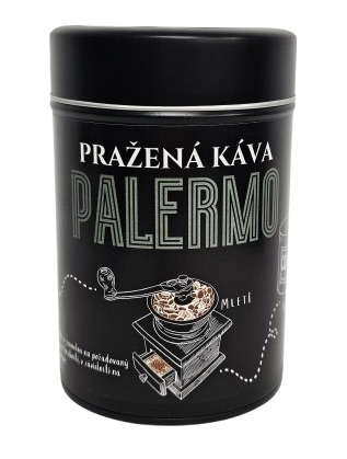 Pražená káva v černé dárkové plechovce – Espresso směs Palermo 200 g