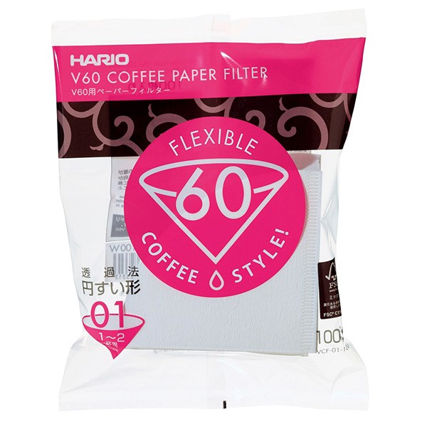 Hario papírové filtry Hario V60-01 100 ks