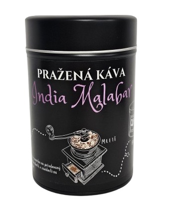 Pražená káva v černé dárkové plechovce – India Monsooned Malabar 200 g
