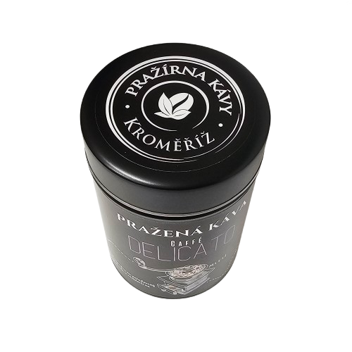 Pražená káva v černé dárkové plechovce – Caffé Delicato 200 g
