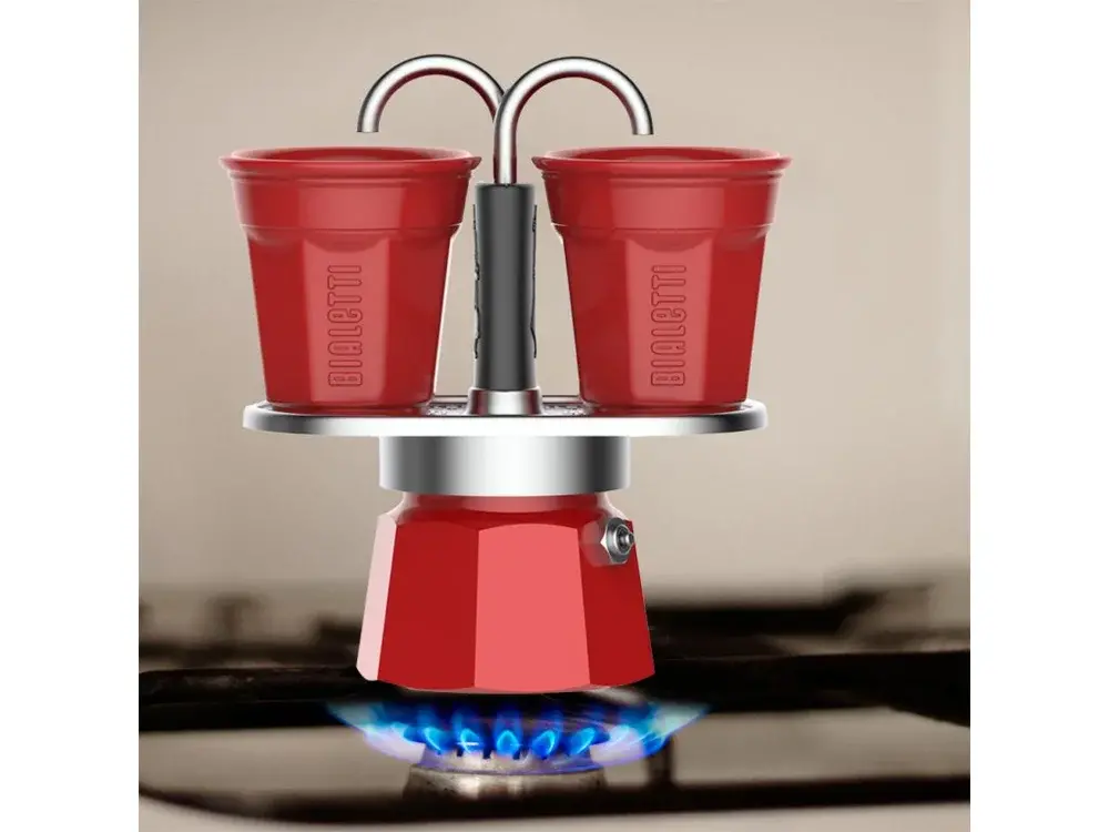 Bialetti Set mini express 2 porce červený s hrníčky