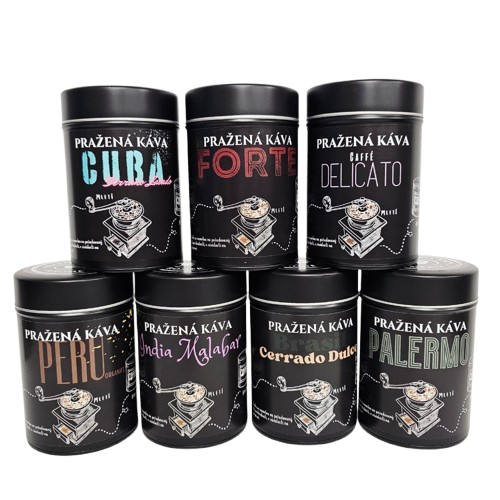 Pražená káva v černé dárkové plechovce – Brazílie Cerrado Dulce 200 g